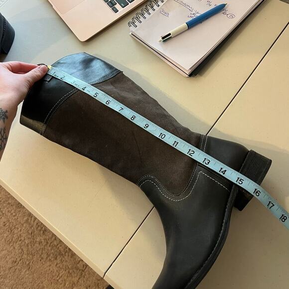 Seychelles Black & Gray Genuine Leather Suede Zip Up Riding Boots Size 9 - Picture 13 of 16